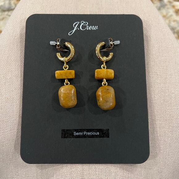 NWT J. Crew Gold/Brown Semiprecious Stone Drop Earrings - Sold Separately - Picture 9 of 11